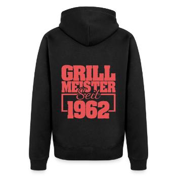 Jahr 1962 - Unisex Premium Bio Zip Hoodie - Schwarz - Hinten - Nico (187cm)