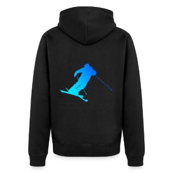 Freestyle Ski Herren Ski Freestyle Ski Jumping - Unisex Premium Bio Zip Hoodie - Schwarz - Hinten - Nico (187cm)