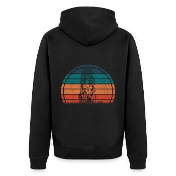 Field Spaniel Hund Vintage Retro - Unisex Premium Bio Zip Hoodie - Schwarz - Hinten - Nico (187cm)