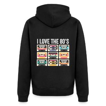 I Love The 80s Kassette Mixtape Retro Lustig - Unisex Premium Bio Zip Hoodie - Schwarz - Hinten - Nico (187cm)