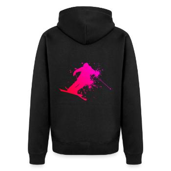 Freestyle Ski Herren Slopestyle Ski Freestyle - Unisex Premium Bio Zip Hoodie - Schwarz - Hinten - Nico (187cm)