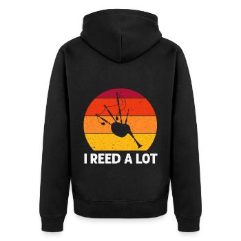 Bagpipes for pipers and Scots - Unisex Premium Organic Zip Hoodie - black - Back - Nico (187cm)