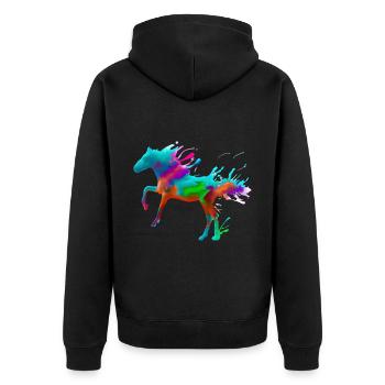 Cheval coloré - Veste à capuche bio Premium Unisexe - noir - Dos - Nico (187cm)