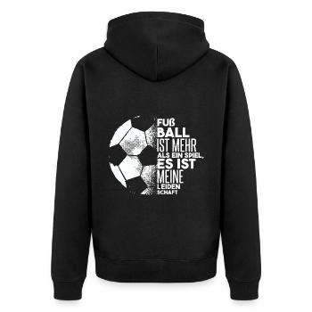 Fußball Ist Meine Leidenschaft - Unisex Premium Bio Zip Hoodie - Schwarz - Hinten - Nico (187cm)