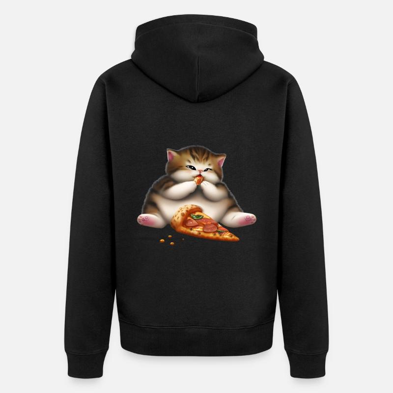 Chat amateur de pizza - Veste à capuche bio Premium Unisexe - noir