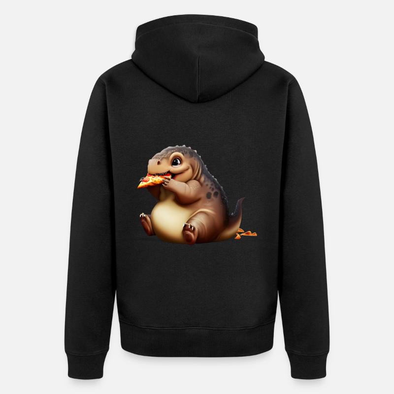 Dinosaure aimant la pizza - Veste à capuche bio Premium Unisexe - noir