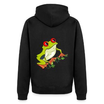 Red eyed Frog On A Vine - Unisex Premium Organic Zip Hoodie - black - Back - Nico (187cm)
