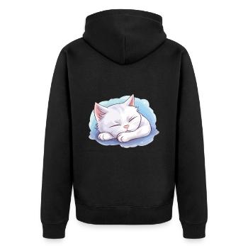 Sleeping Cat Official Sleep Shirt Kitten - Unisex Premium Organic Zip Hoodie - black - Back - Nico (187cm)