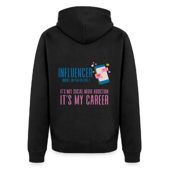 Influencer, It's Not Social Media Addiction 4 - Unisex Premium Bio Zip Hoodie - Schwarz - Hinten - Nico (187cm)