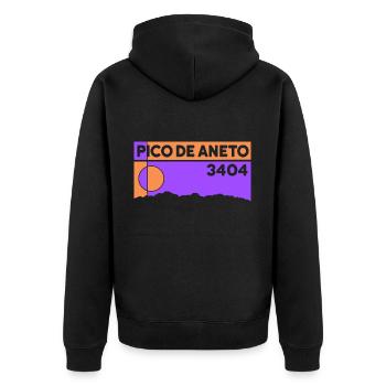 Pico De Aneto Besteigung Höhe Pyrenäen Spanien - Unisex Premium Bio Zip Hoodie - Schwarz - Hinten - Nico (187cm)