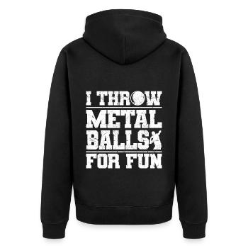 Kugelstoßen Leichtathletik | Sport Athlet Geschenk - Unisex Premium Bio Zip Hoodie - Schwarz - Hinten - Nico (187cm)