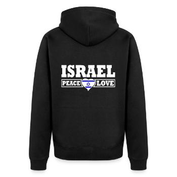 Israel - Unisex Premium Bio Zip Hoodie - Schwarz - Hinten - Nico (187cm)