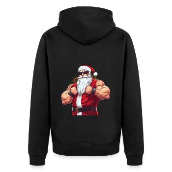 Bath Santa Claus Muscles Strong Christmas - Unisex Premium Organic Zip Hoodie - black - Back - Nico (187cm)