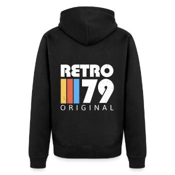 1979 Geburtstag geboren im Jahr 1979 Retro Vintage - Unisex Premium Bio Zip Hoodie - Schwarz - Hinten - Nico (187cm)