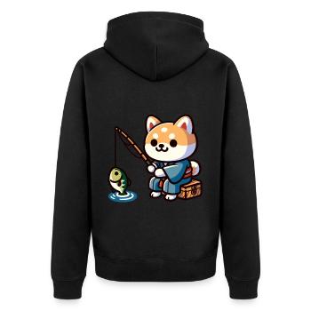 Hund Angeln Hund Angler Kinderzimmer Dekor - Unisex Premium Bio Zip Hoodie - Schwarz - Hinten - Nico (187cm)