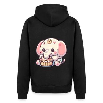 Elefanten backen ele-bake-tion Kinderoberteil - Unisex Premium Bio Zip Hoodie - Schwarz - Hinten - Nico (187cm)