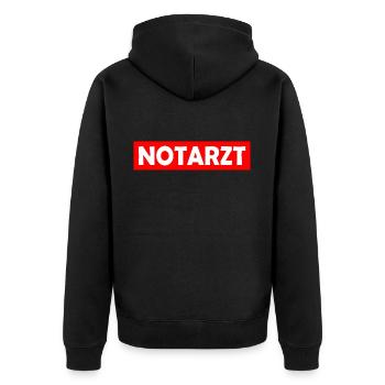 Notarzt - Unisex Premium Bio Zip Hoodie - Schwarz - Hinten - Nico (187cm)