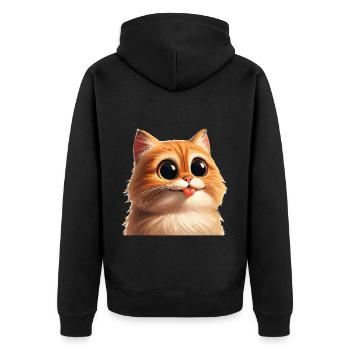 Chat aux yeux énormes - Veste à capuche bio Premium Unisexe - noir - Dos - Nico (187cm)