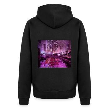 Ville futuriste - Veste à capuche bio Premium Unisexe - noir - Dos - Nico (187cm)