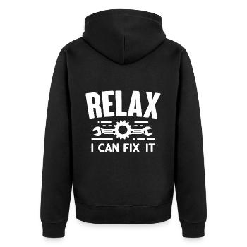 Relax I Can Fix It 29 - Unisex Premium Organic Zip Hoodie - black - Back - Nico (187cm)