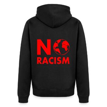 No racism - Unisex Premium Bio Zip Hoodie - Schwarz - Hinten - Nico (187cm)