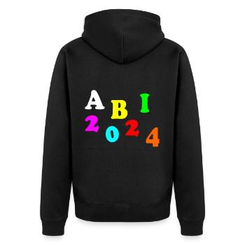Abi 2024 - Unisex Premium Bio Zip Hoodie - Schwarz - Hinten - Nico (187cm)