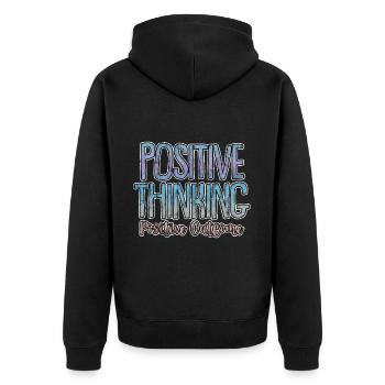 Positive Thinking Positive Outcome 3 - Unisex Premium Organic Zip Hoodie - black - Back - Nico (187cm)