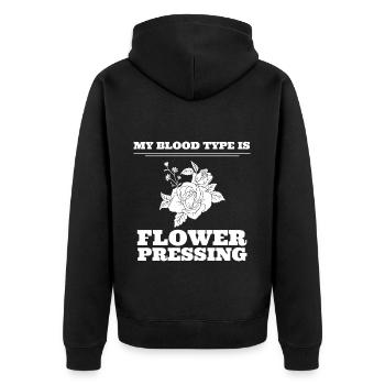 My Blood Type Is Flower Pressing Blumenliebhaber - Unisex Premium Bio Zip Hoodie - Schwarz - Hinten - Nico (187cm)