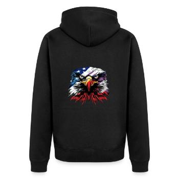 American Flag Freedom Eagle USA Pride - Unisex Premium Bio Zip Hoodie - Schwarz - Hinten - Nico (187cm)