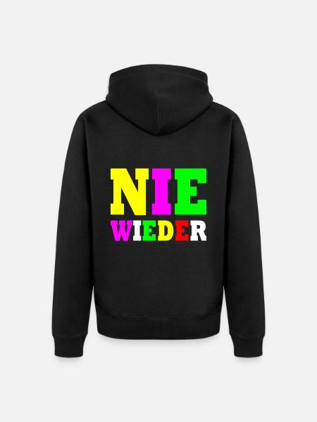 Nie wieder - Unisex Premium Bio Zip Hoodie - Schwarz