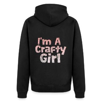 I'm A Crafty Girl 3 - Unisex Premium Bio Zip Hoodie - Schwarz - Hinten - Nico (187cm)