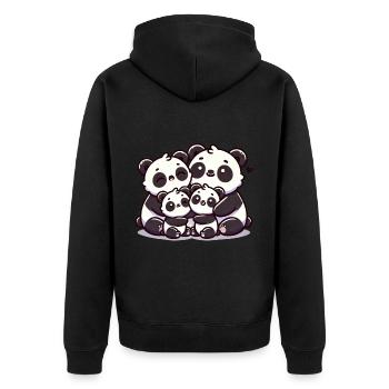 Panda Family Mother And Father With Two Children - Unisex Premium Organic Zip Hoodie - black - Back - Nico (187cm)