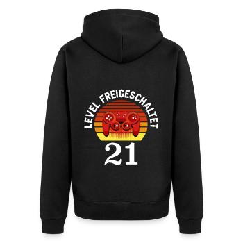 Level 21 Unlocked 21 Birthday 21 years old - Unisex Premium Organic Zip Hoodie - black - Back - Nico (187cm)