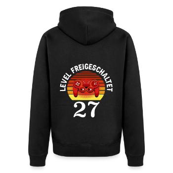 Level 27 Unlocked 27 Birthday 27 years old - Unisex Premium Organic Zip Hoodie - black - Back - Nico (187cm)