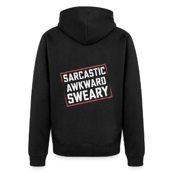 Sarcastic Awkward Sweary 5 - Unisex Premium Bio Zip Hoodie - Schwarz - Hinten - Nico (187cm)