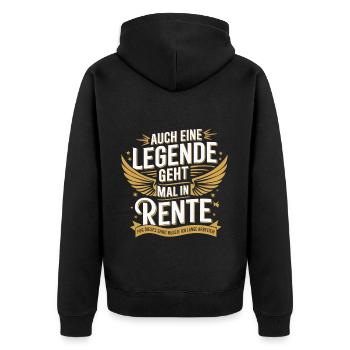 Auch Eine Legende Geht Mal In Rente - Unisex Premium Bio Zip Hoodie - Schwarz - Hinten - Nico (187cm)