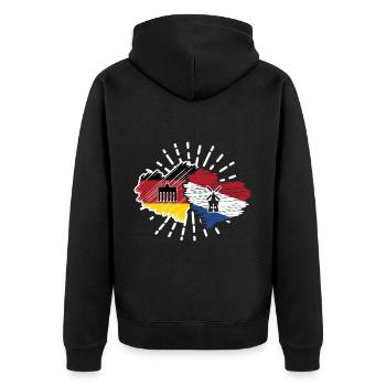 Deutschland Niederlande Herzen Fußball Länderspiel - Unisex Premium Bio Zip Hoodie - Schwarz - Hinten - Nico (187cm)