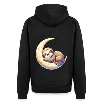 Relaxed sloth dream on moon swing - Unisex Premium Organic Zip Hoodie - black - Back - Nico (187cm)