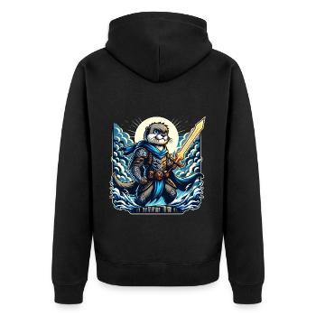 otterkrieger magisches schwert - Unisex Premium Bio Zip Hoodie - Schwarz - Hinten - Nico (187cm)
