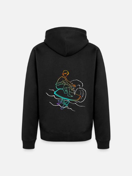 Foil Foiling Wing Sling Surf - Unisex Premium Organic Zip Hoodie - black