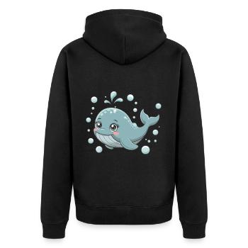 Niedlicher Wal für ein Kind - Unisex Premium Bio Zip Hoodie - Schwarz - Hinten - Nico (187cm)