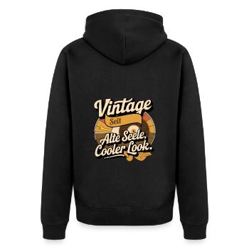 Retro Vintage Geburtsjahr personalisierte Geschen - Unisex Premium Bio Zip Hoodie - Schwarz - Hinten - Nico (187cm)
