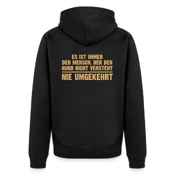 Hunde Sprüche, Geschenk zB Geburtstag, Nerd, Hund - Unisex Premium Bio Zip Hoodie - Schwarz - Hinten - Nico (187cm)