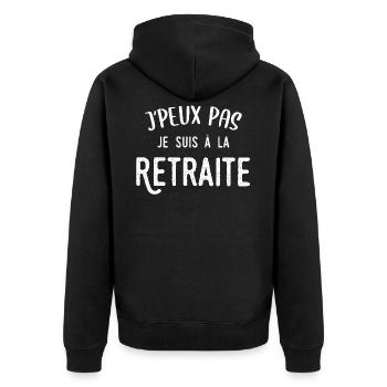J'peux pas je suis à la retraite Retraitée humour - Veste à capuche bio Premium Unisexe - noir - Dos - Nico (187cm)