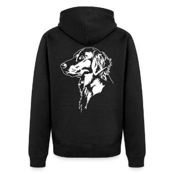 Retriever à poil plat Portrait chien Chien Wilsigns - Veste à capuche bio Premium Unisexe - noir - Dos - Nico (187cm)