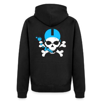 Swimming Skull - Unisex Premium Organic Zip Hoodie - black - Back - Nico (187cm)