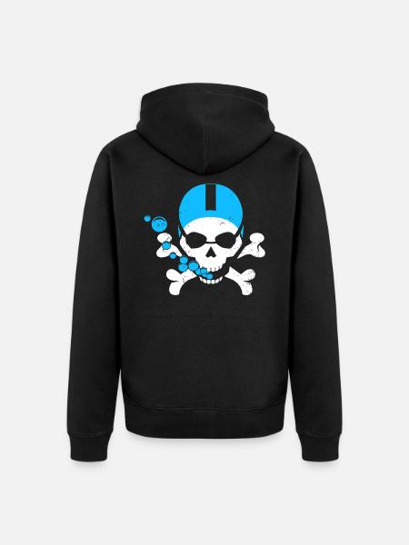 Swimming Skull - Unisex Premium Organic Zip Hoodie - black