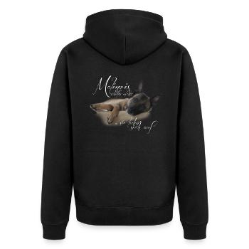 Malinois schlafen nicht_ dunkle Shirts - Unisex Premium Bio Zip Hoodie - Schwarz - Hinten - Nico (187cm)