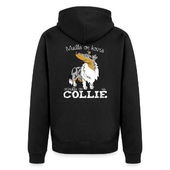 Koiriacolliemerle - Unisex Premium Bio Zip Hoodie - Schwarz - Hinten - Nico (187cm)