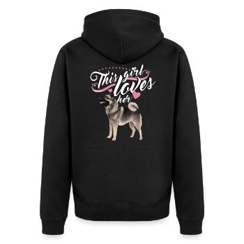 elkhoundgirl2 - Unisex Premium Organic Zip Hoodie - black - Back - Nico (187cm)